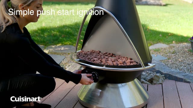 Cuisinart Chimenea Propane Fire Pit, 40,000 BTU Coated Steel Outdoor Propane Heater with Lava Rocks and Directional Heat, Adjustable Fire Pit with Safety Shutoff for Patios and More