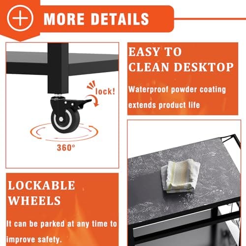 20"x32" Double-Shelf Grill Table Movable Grill Cart, Outdoor Food Prep and Pizza Oven Table, Grill Stand Fits Blackstone Griddle 17" 22"