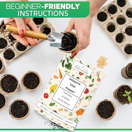 Jalapeño TAM Hot Pepper Seeds for Planting - Over 180 Heirloom Non-GMO Jalapeno Seeds for Planting - Beginner Friendly Jalapeno Pepper Seed Pack for Indoor, Outdoor & Home Garden