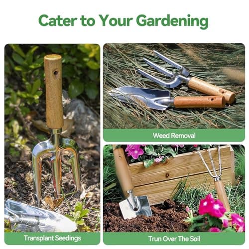 Gardening Tools 9-Piece Heavy Duty Gardening Hand Tools with Fashion and Durable Garden Tools Organizer Handbag,Rust-Proof Garden Tool Set, Ideal Gardening Gifts for Women