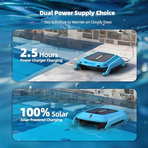 Solar Pool Skimmer Robot: Automatic Cordless Robot Solar Powered Pool Skimmer Cleaner for Pool Surface with Dual Charging Options Path Optimization Two Speed Modes Saltwater Compatibility