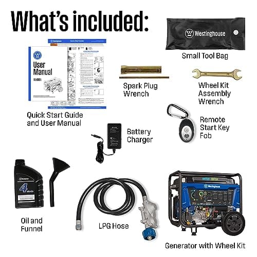 Westinghouse Outdoor Power Equipment 12500 Peak Watt Dual Fuel Home Backup Portable Generator, Remote Electric Start, Transfer Switch Ready, Gas and Propane Powered, CO Sensor