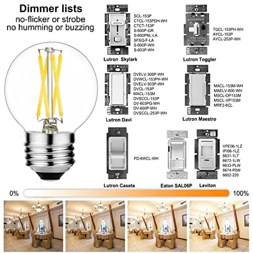 LiteHistory E26 LED Bulb 4W Equal E26 Edison Bulb 40 Watt Neutral White 4000K E26 Bulb Dimmable AC120V 400lm G16.5 Light Bulb led for Rustic Sputnik,Chandeliers,Vanity,Wall sconces Pack of 6