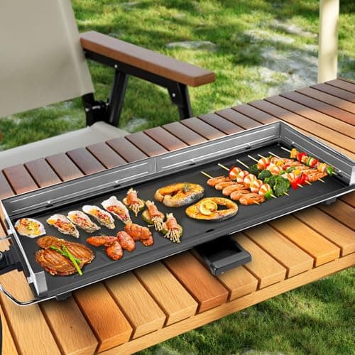 35" Electric Nonstick Extra Large Griddle Grill-Teppanyaki Grill BBQ Indoor/Outdoor with Adjustable Temperature,Detachable for Easy Cleaning,Extra Wide