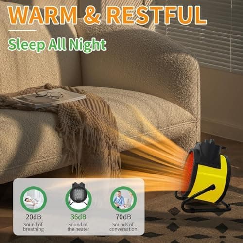 Buyplus Outdoor Heaters for Patio - 1500W Portable Garage Heater with 90°Adjustable Angle, Overheat Protection & 2S Fast Heating, Electric Space Heater for Patio, Garage, Bedroom, Office (Yellow)