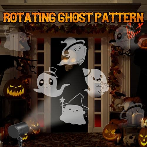 Halloween Projector Lights, LED Halloween Decoration,Ghost Rotating Projector Lights, Indoor Outdoor Landscape Night Light for Home Thealter, Ceiling, Room, Patio, Garden, Yard Stake, Bedroom Decor