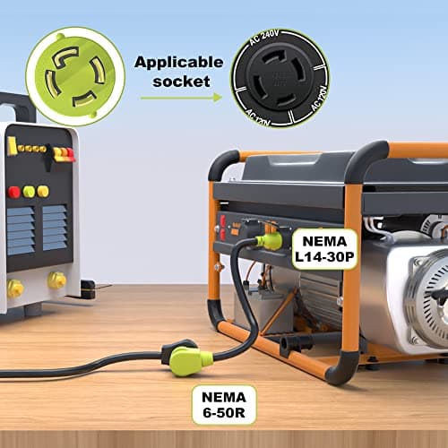 Generator Welder Adapter,NEMA L14-30P Male Plug to 6-50R Female Socket,4 Prong Generator to Welder Adapter Plug Power Cord,STW 10 AWG(1.5FT)