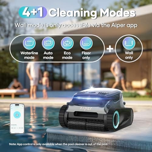 2025 Upgraded AIPER Scuba S1 Pro Cordless Robotic Pool Cleaner, Horizontal Waterline Cleaning, 360° Particle Filtration, 180-Min Battery Life, Ideal for In-Ground Pools up to 2,150 Sq.ft.