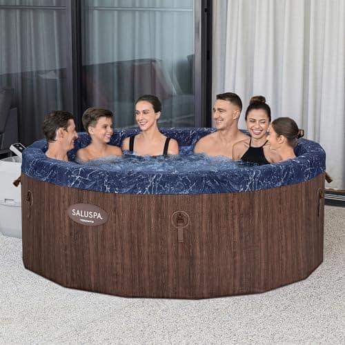 Bestway SaluSpa Toronto Smart AirJet Plus Hot Tub with App Control, 7 Person Capacity, Pool Cover, Spa Pump, 5 Pillows, and Repair Patch, Brown