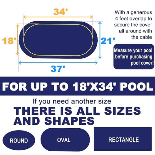 STARPYNG-Round Swimming Pool Cover, 5mil,Navy Blue and Black,Winter Underground Pool Cover,Easy Install, UV Protection,Water Proof Oval(Pool Size:19x28FT,Cover Size: 16x25FT)