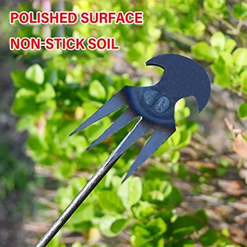 2023 New Weeding Artifact Uprooting Weeding Tool, Premium Manganese Steel Forged Weed Puller 4 Teeth Dual Purpose Weeder, Hand Weeder Tool for Gardening with Long Handle (11.4 Inch Iron Handle)