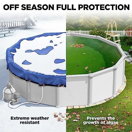 Premium Heavy-Duty Winter Pool Cover - Royal Blue, Extra Thick and Durable, Tear-Proof, UV-Resistant, Reinforced Edges, Easy Install, All-Season Protection for 18-ft x 34-ft Oval Above Ground Pools