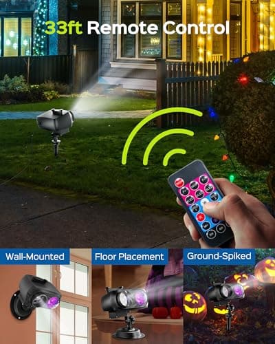 JACKYLED Christmas Projector Light, Outdoor 2-in-1 HD Holiday Projector Light Outdoor with Remote Control, Timers, IP65 Waterproof (15 Slides, 10 Colors)