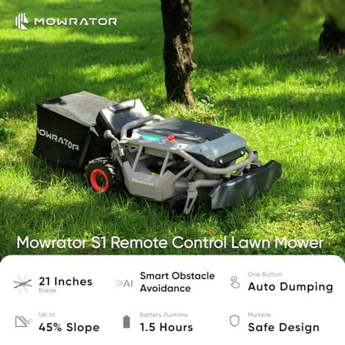 Remote Control Lawn Mower S1 2WD 56V18Ah, Robot Lawn Mower Multi-Functions with 1.8-4.6 Inch Cutting Height 21 Inch Real Blade, Robotic Lawn Mower for 45% Slope(24°) with Mowing 1.12 Acres