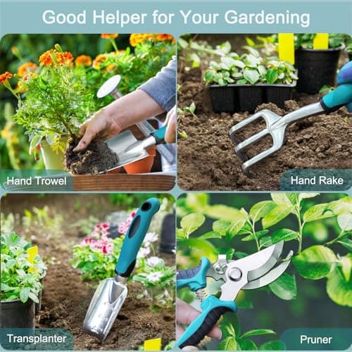 Kynup Garden Tools 7-Piece, Gardening Hand Tools, Gardening Tools Set with Rust-Proof,Stainless Steel, Aluminum Alloy Material, Gardening Supplies Set Ideal Gift