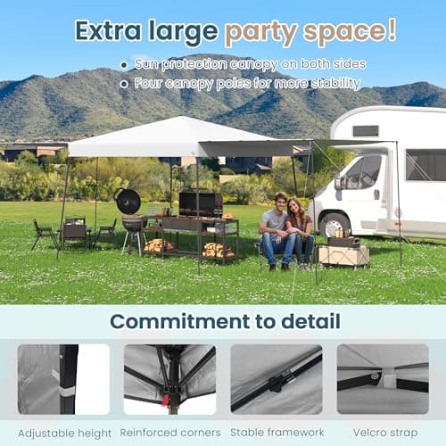 EROMMY 10'x10' Pop Up Canopy Tent with Convertible Sidewalls to Awnings, Easy Setup Outdoor Beach Tent, Portable Sun Shelter for Events, Parties and Camping, White