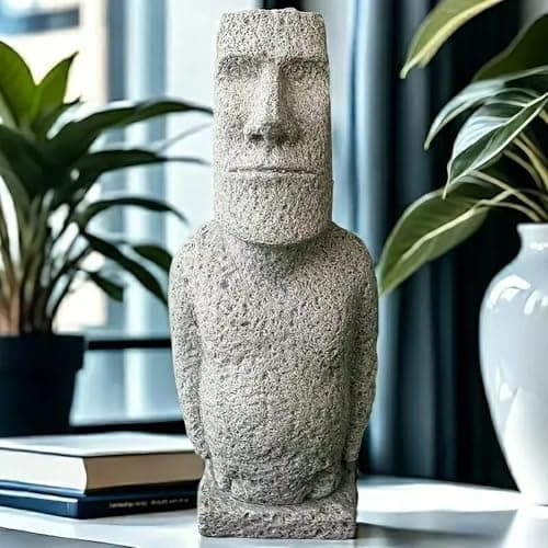 Easter Island Moai Statue - Stone Moai Figurine Decor for Home & Outdoor Garden - 3 (Large Size)