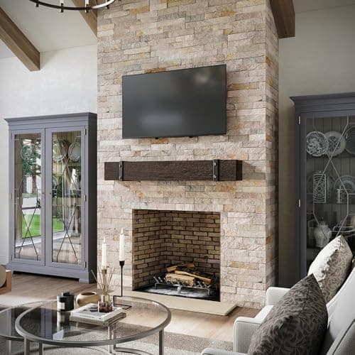 Thermastone 72 Inch Concrete Fireplace Mantel Shelf | Banded Style | Non-Combustible & Heat Resistant | Indoor or Outdoor Use | ProCoat Coating for Heavy-Duty Protection | Lighter Weight