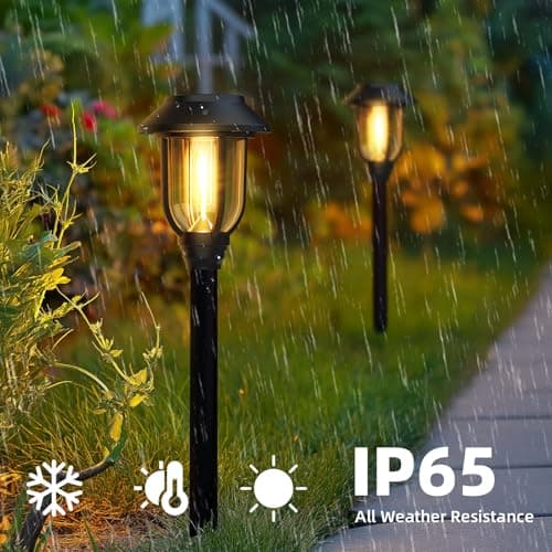 12 Pack Solar Lights Outdoor, Pathway Lights Solar Powered Outdoor Waterproof IP65 3000K Warm White Auto On/Off Garden Yard Lighting for Walkway, Driveway, Landscape, Path,Garden
