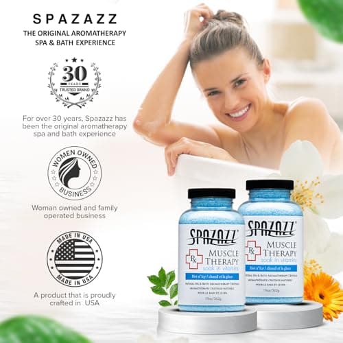 Spazazz Armotherapy Hot Tub Rx Muscle Therapy Natural Spa & Bath Salt Crystals 19oz- Hot 'N ICY - with Magnesium & Arnica - Safe for All Spa and Hot Tub Equipment