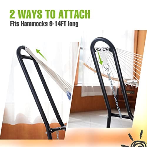 Zupapa 2 Person Steel Hammock Stand 550 lb Capacity, Portable Hammock Frame Stand Heavy Duty for 9 to 14Feet Hammocks, Carry Bag Included, Black
