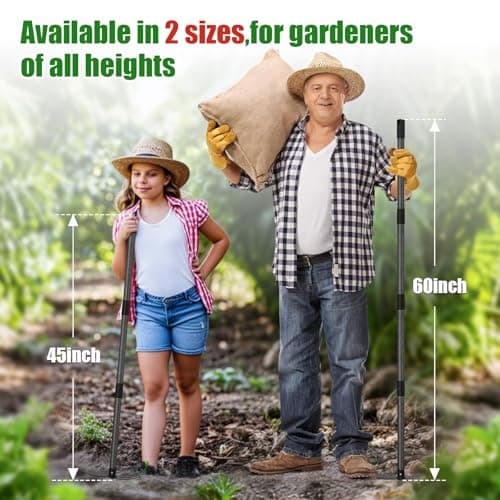 2-in-1 Garden Hoe Tool with Cultivator Rake, 45" Long Handle Small weed Hoe for Weeding, Heavy Duty hand tiller Gardening Hoes for Raised Beds, Backyards,Indoor Greenhouse, Outdoor Planting