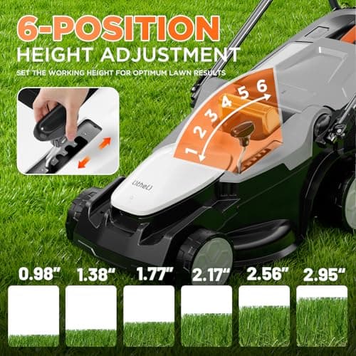 Litheli 40V (2 x 20V) 16" Electric Lawn Mower Cordless, Walk Behind Lawn Mower with 6-Height Adjust, Portable & Lightweight Push Battery Powered Lawn Mower (2 * 4.0AH Batteries Included)