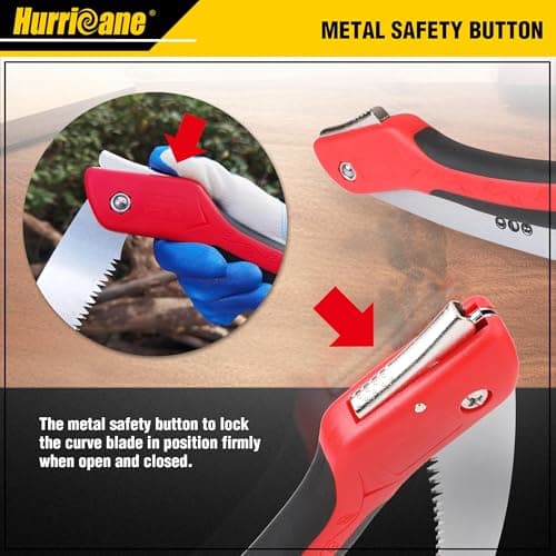 HURRICANE Folding Hand Saw, 10 Inch Pruning Saw, Hand Saw for Wood Cutting, Camping Tree Saw with SK5 Curved Blade, Triple-cut Razor Teeth, Outdoor Portable Saw for Tree Trimming, Gardening, Hiking