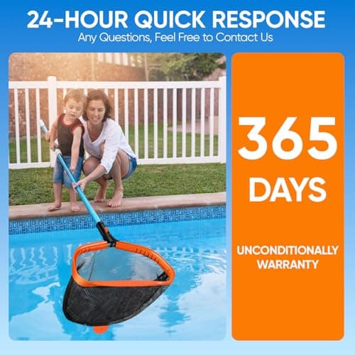 17.5" Pool Net, Pool Skimmer Net with Double-Layer Netting Bag, Aluminum Frame, Deep Nylon Net, Large Capacity Pool Cleaning Net, Leaf Skimmer Rake Net for Above Ground & In-ground Pools (No Pole)