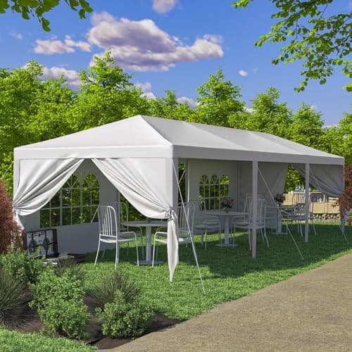Greesum 10 x 30 Outdoor Canopy, Party Tents with 8 Removable Sidewalls, Gazebo Shelter for Parties, Outside Waterproof Wedding Canopies for Events, Birthday, Holiday, White