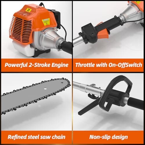 48CC Gas Powered Pole Saws,2-Stroke Gas Pole Saws for Tree Trimming with11.5in Cutting Bar, with Extendable Pole to Height Reachable 16 FT Chainsaw Tree Trimmer