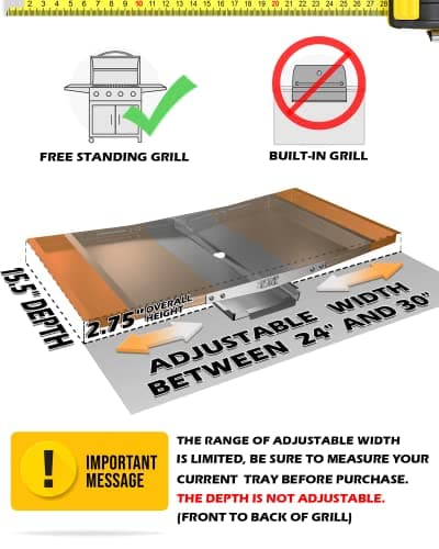 Grease Tray with Catch Pan - Dyna Glo Grill Replacement Parts, Universal Drip Pan for 4/5 Burner Gas Grill Models from Dyna Glo, Nexgrill, Expert Grill, Kenmore, BHG and More (24"-30")