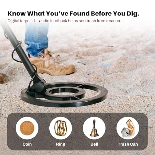 Bounty Hunter QSI Quick Silver Metal Detector, Black – Fully Automatic Ground Balance, 8-Inch Waterproof Coil, LCD Display, 4-Segment Digital Target ID & 3-Tone Audio Feedback