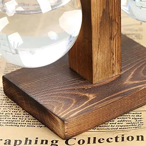 Plant Terrarium with Wooden Stand, Desktop Propagation Stations Glass Air Planter Metal Swivel Holder for Indoor Live Hydroponics Plants Office Home Garden Decor (1 Bulb Vase)