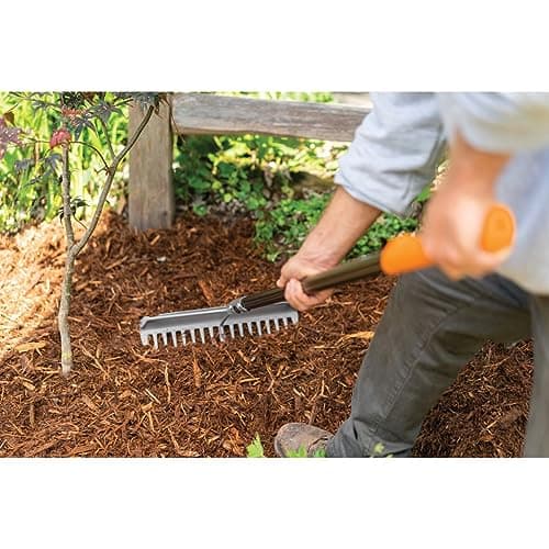 Fiskars 60" Pro Garden Rake for Soil with Lightweight Aluminum Handle, Heavy Duty Gardening Tool