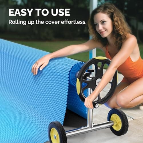 VINGLI Pool Cover Reel Set Pool Solar Cover Reel for Inground Swimming Pool, Aluminum Solar Swimming Inground Cover Blanket Reel (Upgrade) (14 Feet)