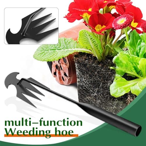 fugit Weed Puller Tool Garden Weed Pulling Tool– 15.7” Portable Garden Weeder, 4 Teeth Manganese Steel Forged Hand Tool for Uprooting Weeds, Ideal for Gardening (1PCS)