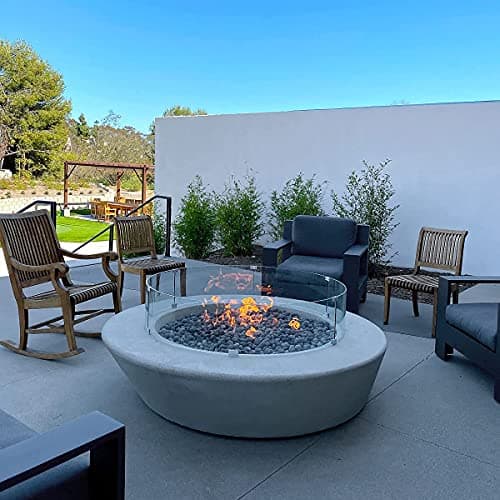AMS Fireplace 36" Round Fire Pit Glass Wind Guard | Clear Tempered Glass Flame Protective Pane. Wind Resistant with Aluminum Corner Bracket