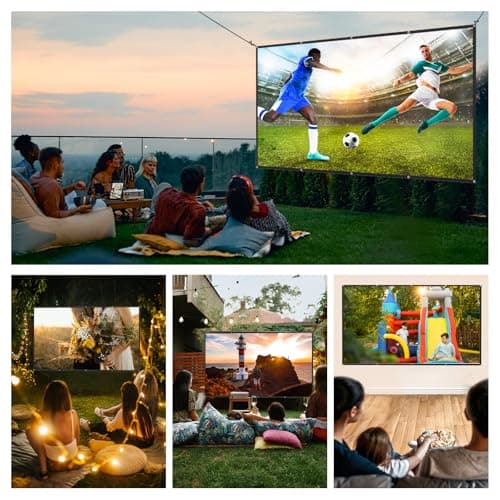 ALR Projection Screen, 4K Movie Projector Screen 16:9 HD Foldable Anti-Crease Portable Projector, Movies Screen for Home Theater Outdoor Indoor Support Double Sided Projection (120in Pro)