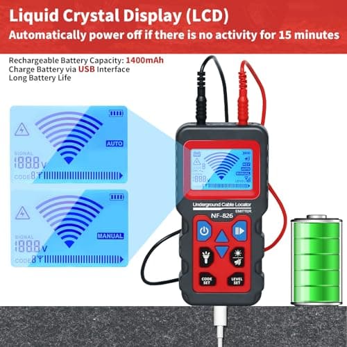 Underground Cable Wire Locator, RockyMars Cable Tester Wire Tracker, Detect Cables, NF826 Underground Wire Locator for Dog Fence Cables, Wire Detector Test Short Circuit Breaker of Wall