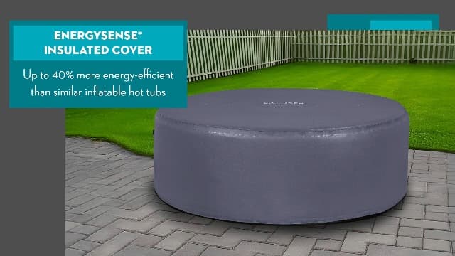 Bestway SaluSpa St Moritz AirJet 5 to 7 Person Inflatable Hot Tub Round Portable Outdoor Spa with 180 AirJets and EnergySense Energy Saving Cover