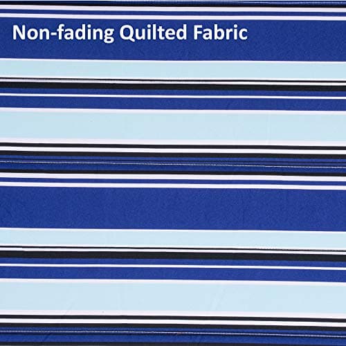 SUNCREAT Hammocks Quilted Fabric Hammock, Double Hammock with Spreader Bar, Soft Pillow, Max 475lbs Capacity, Blue Stripes