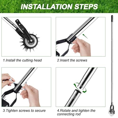 Wheel Rotary Edger Lawn Tool, Sidewalk 66.7Inch Manual Lawn Edger, Grass Edge Trimmer, Adjustable Stainless Steel Handle with Cushion Grip，Soil, Garden and Yard Tool