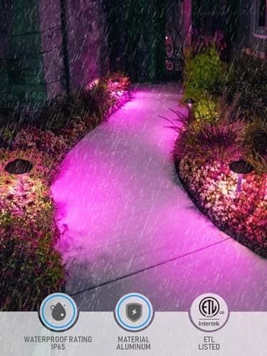 LEONLITE Low Voltage Pathway Lights, 200LM Smart LED Landscape Path Light, Adjustable Warm White&RGB, Dimmable, 5W Color Changing Landscape Lighting Waterproof, Oil Rubbed Bronze, Pack of 6
