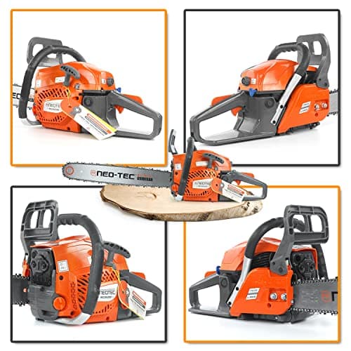 NEOTEC 20 Inch Chainsaw, 62CC Power Chain Saws Gas Powered 2 Stroke Handed Petrol Gasoline Chain Saw for Cutting Wood Outdoor Garden Farm Home