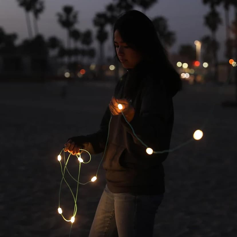 BioLite MPOWERD Luci Solar String Lights + Phone Charger: White 18' Rechargeable via Solar or USB-A, 100 Lumens LEDs, Lasts Up to 20 Hours, Waterproof, Camping, Backyard, and Travel