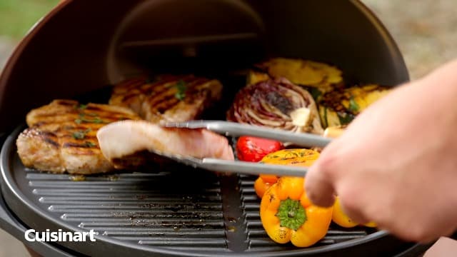 Cuisinart Indoor/Outdoor Electric Grill, 2-in-1 Portable BBQ with Non-Stick Cooking Surface, Electric Grill Outdoor with Adjustable Heat, Stand/Tabletop Options for Cookouts, Barbecues, Small Spaces