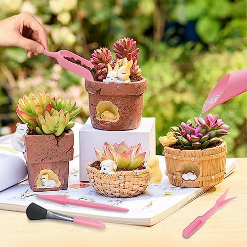 Mini Succulent Tools, 5Pc Succulent Planting Tools Kit for Indoor Planting, Succulent Gardening Tools for Digging, 2 Colors Shovel Scoop Bucket Spoon Brush Outdoor Plant Care (Black)