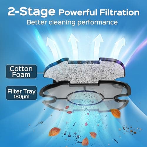 WYBOT A1 Cordless Robotic Pool Cleaner, Automatic Pool Vacuum with 120 Mins, Double Filters, LED Indicator, Fast Charging, Ideal for Above Ground & In-ground Flat Pools - Blue & Grey