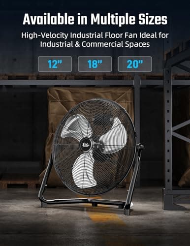 Simple Deluxe 20 Inch 3-Speed High Velocity Heavy Duty Metal Industrial Floor Fans Oscillating Quiet for Home, Commercial, Residential, and Greenhouse Use, Outdoor/Indoor, Black, 20"